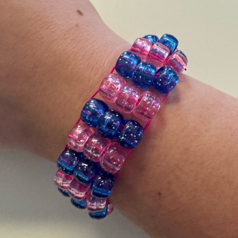 Hand made 3 row Kandi bracelet choose your own colors or choose the one pictured